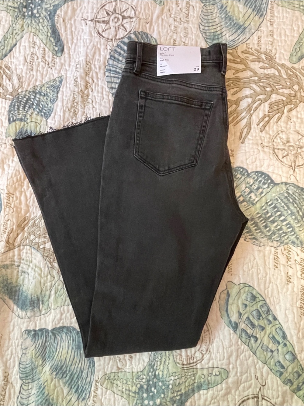 LOFT Black The Slim Flare High Rise Denim Jeans Size 29 NWT